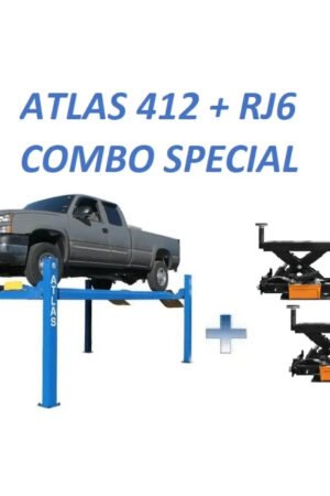 Atlas 412 12,000 lb Commercial  4-Post Lift + RJ6 Jacks Combo